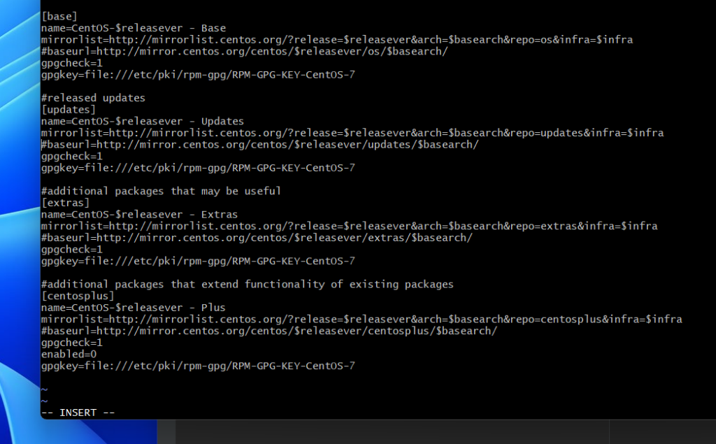 CentOS-Base.repo 기본 세팅 값