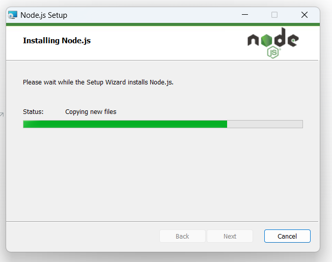 nodejs 설치 진행률을 확인 할 수 있는 로딩바 화면